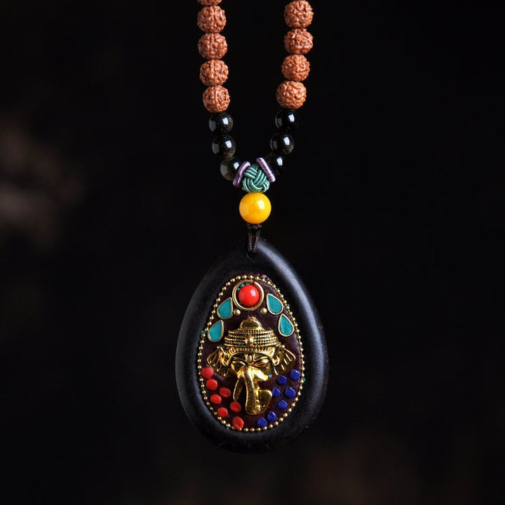 Tibetan Yellow God of Wealth Amulet Wealth Lucky Pendant - BuddhaEnergyHealing