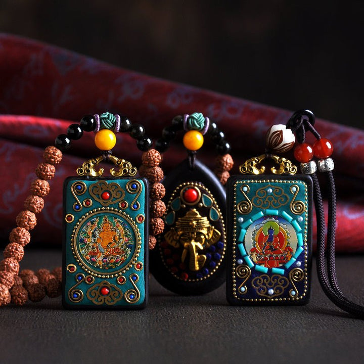 Tibetan Yellow God of Wealth Amulet Wealth Lucky Pendant - BuddhaEnergyHealing
