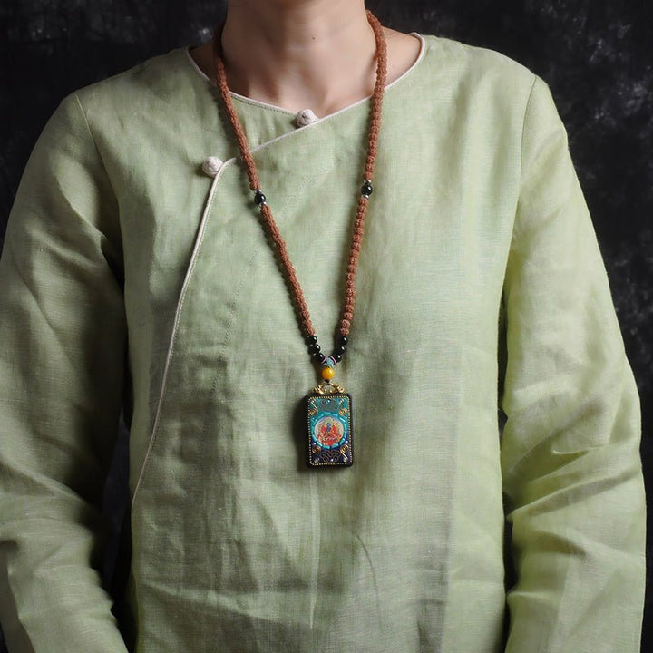 Tibetan Yellow God of Wealth Amulet Wealth Lucky Pendant - BuddhaEnergyHealing