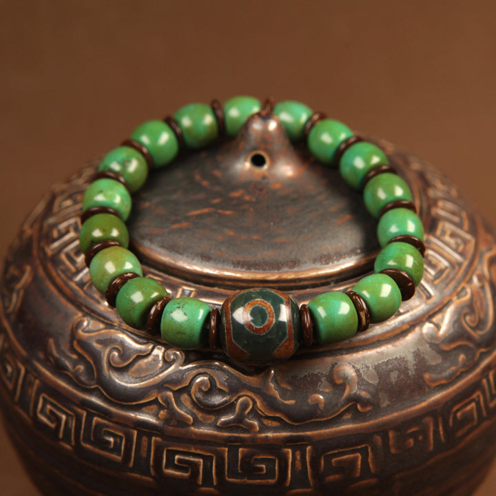 Turquoise Three - Eye Tibet Beads Protection Healing Wealth Bracelet - BuddhaEnergyHealing