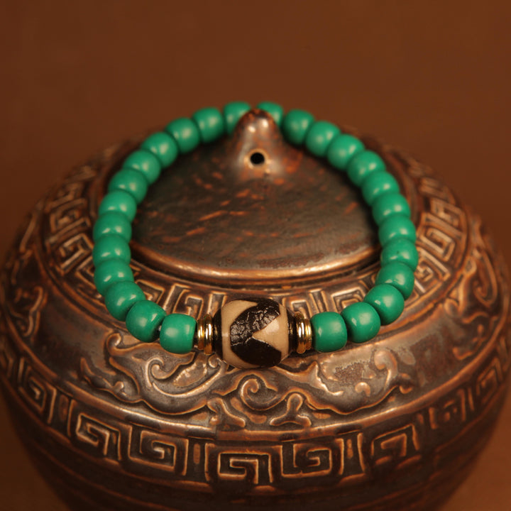 Turquoise Three - Eye Tibet Beads Protection Healing Wealth Bracelet - BuddhaEnergyHealing