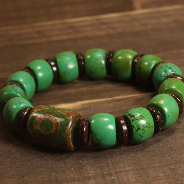Turquoise Three - Eye Tibet Beads Protection Healing Wealth Bracelet - BuddhaEnergyHealing