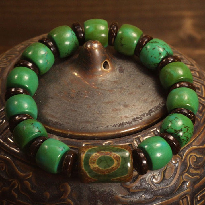 Turquoise Three - Eye Tibet Beads Protection Healing Wealth Bracelet - BuddhaEnergyHealing