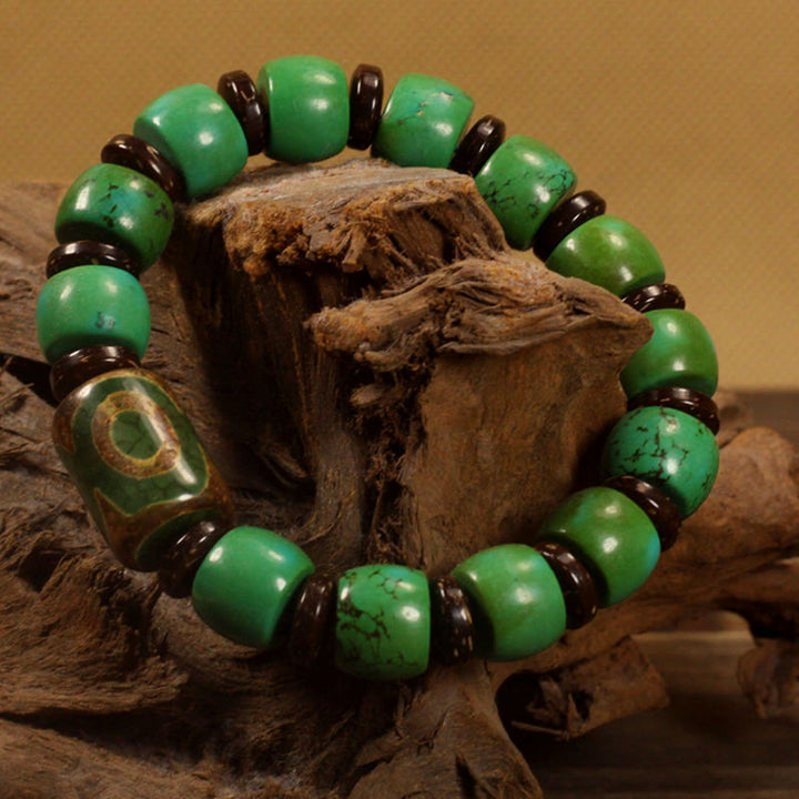 Turquoise Three - Eye Tibet Beads Protection Healing Wealth Bracelet - BuddhaEnergyHealing