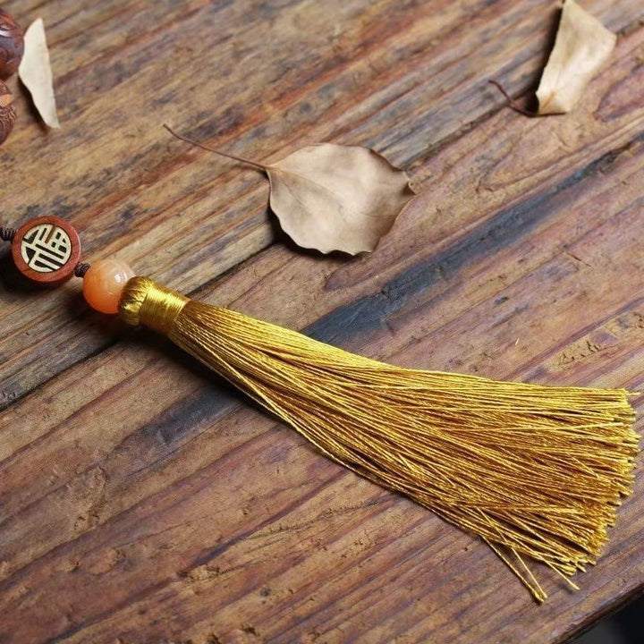 Yellow Pear Wood Carving Calm Meditation Peace Bracelet - BuddhaEnergyHealing
